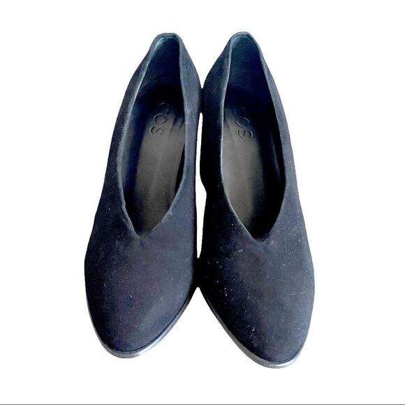 Cos Black Suede Pointy Toe Block Heel Pumps 39 - Picture 12 of 16